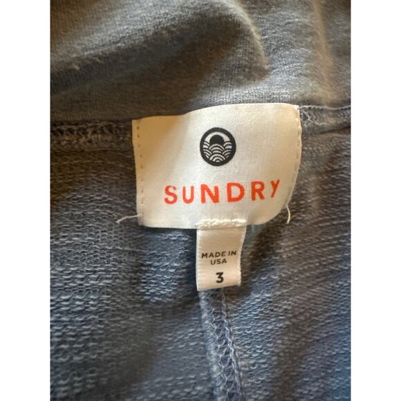 Women 3 L Sundry Blue Drawstring Sweat Skirt Pull-On Raw Asymmetrical Hem - Picture 6 of 6